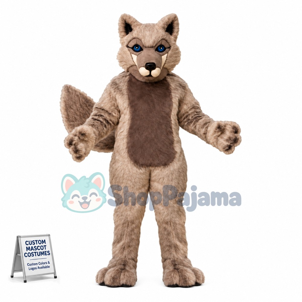 Alert Blue-eyed Wolfhound Mascot Costume