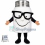 White Thermos Mug With Glasses Mascot Costume