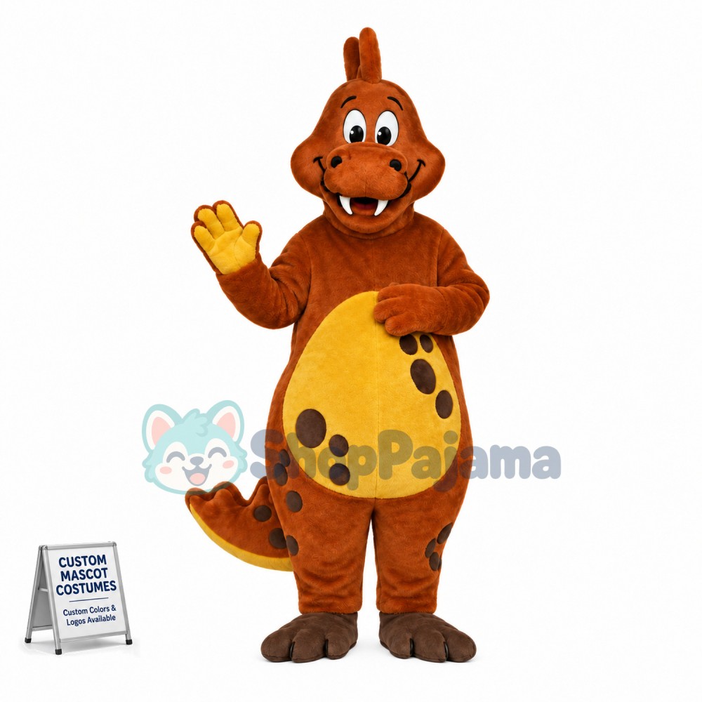 Brown Dinosaur With Spots Mascot Costume