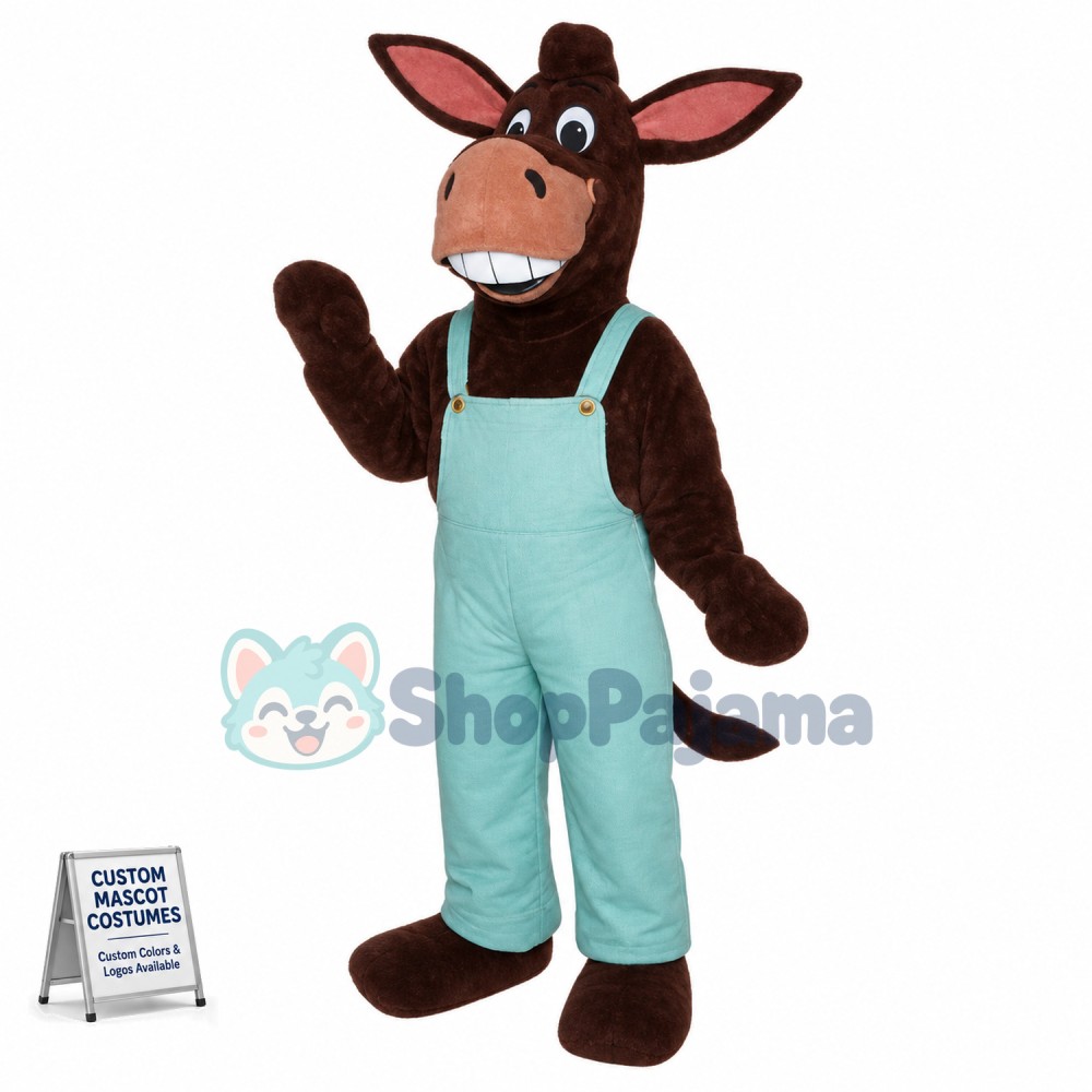 Stupid Donkey In Overalls Mascot Costume