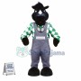 Black Rhinoceros In Suspenders Mascot Costume