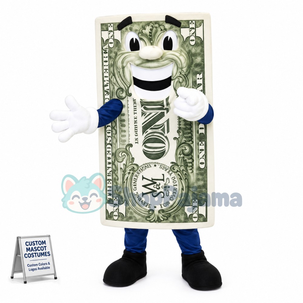 Cartoon Style Paper Money Mascot Costume