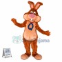 Worried Brown Circle Rabbit Mascot Costume