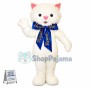 White Cat With Blue Gift Ribbon Mascot Costume