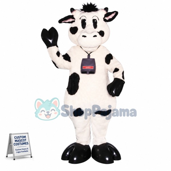 The Cow With Tag Necklace Mascot Costume