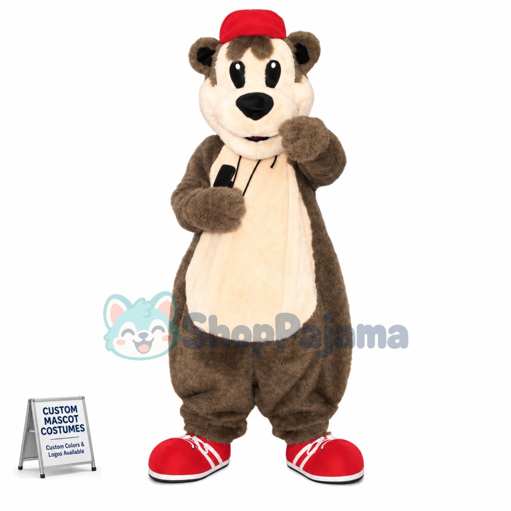 Referee Bear With Whistle Mascot Costume
