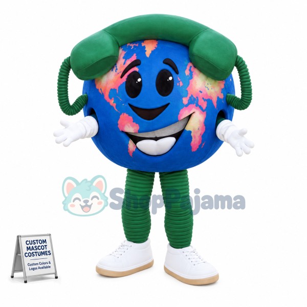 The Globe Connected To Telephone Mascot Costume