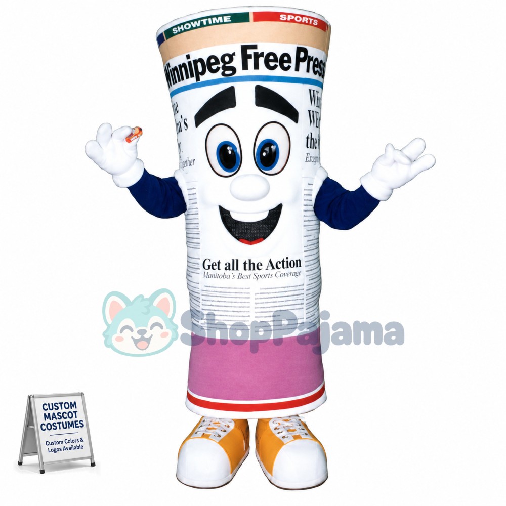 Rolled Up Newspaper Mascot Costume