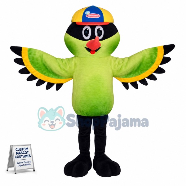 Kingfisher Wearing Cap Mascot Costume