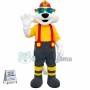 White Tiger Engineer In Hard Hat Mascot Costume