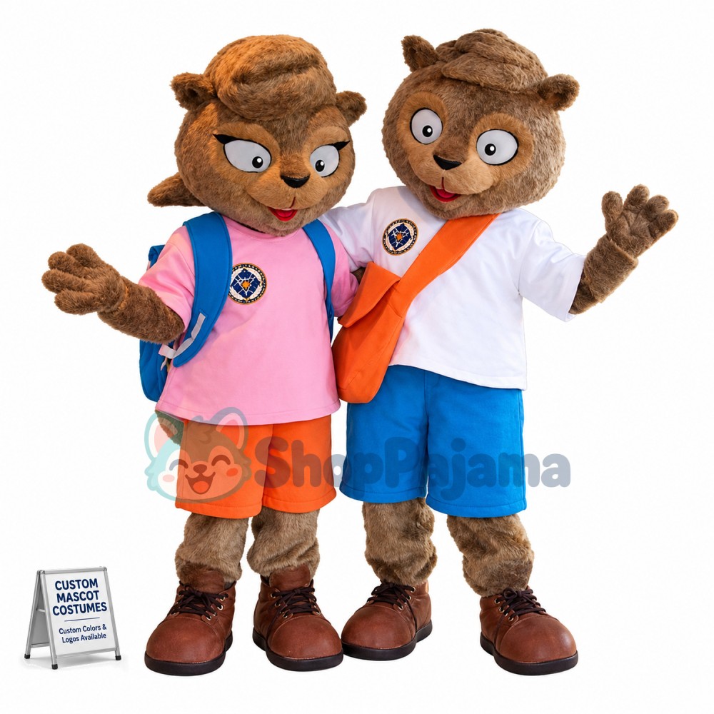 Student Squirrel Carrying School Bag Mascot Costume