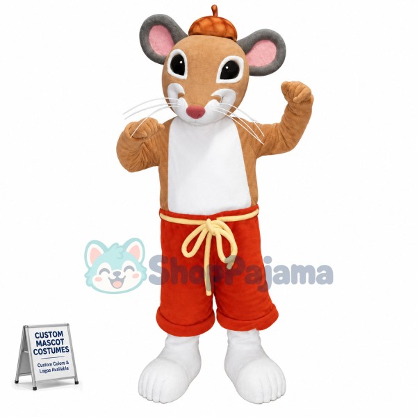 The Mouse In Lace-up Pants Mascot Costume