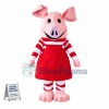 Adult Pink Pig In The Striped Shirt Mascot Costume