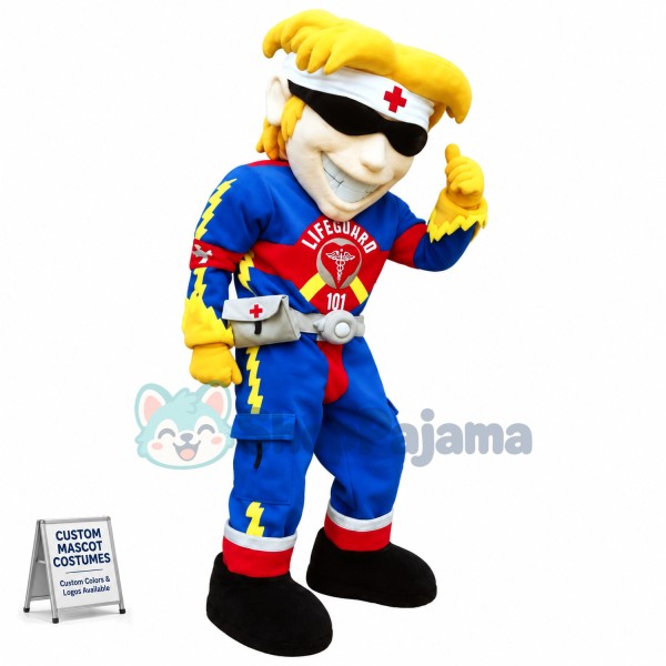 Ambulance Worker Wearing Red Cross Turban Mascot Costume