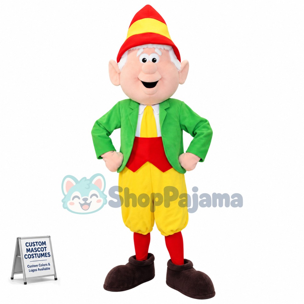 White-haired Elf In Green Suit Mascot Costume