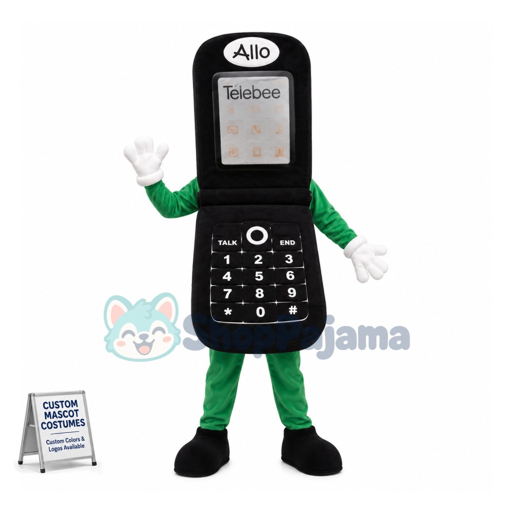 Black Vintage Flip Phone Mascot Costume