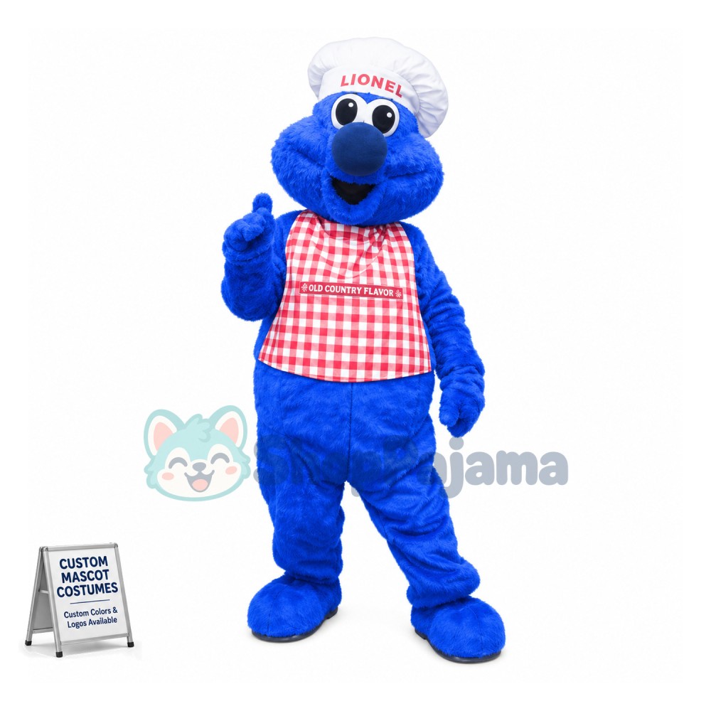 Blue Plush Doll Pastry Chef Mascot Costume