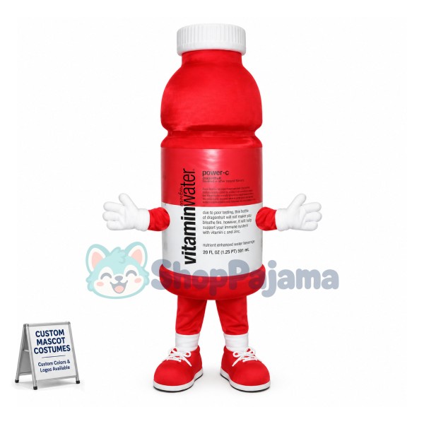 Red Bottle of Vitamin Drink Mascot Costume