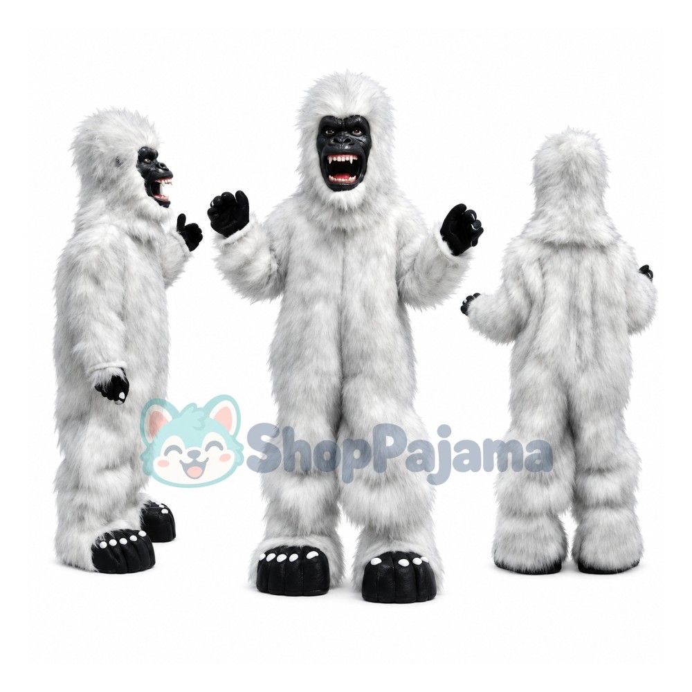 Long Fur Orangutan With Fierce Face Mascot Costume