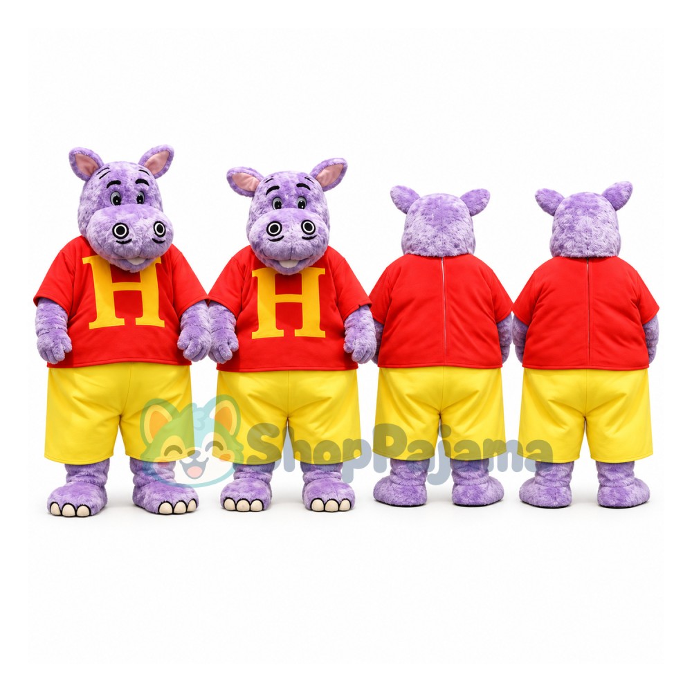 Strong Power Purple Hippo Mascot Costume