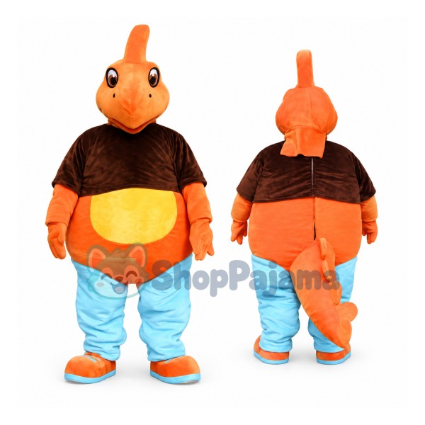 Strong Orange Dinosaur Mascot Costume