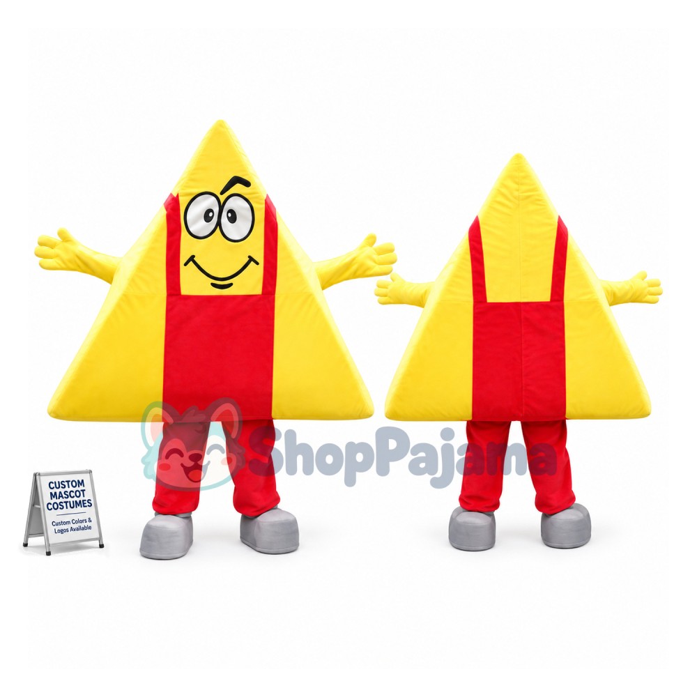 Triangle Doll Wearing Overalls Mascot Costume