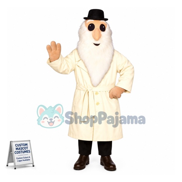 Thick Beard Old Man Mascot Costume