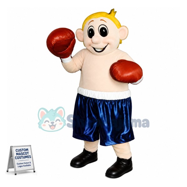 Boxer Boy Wearing Gloves Mascot Costume