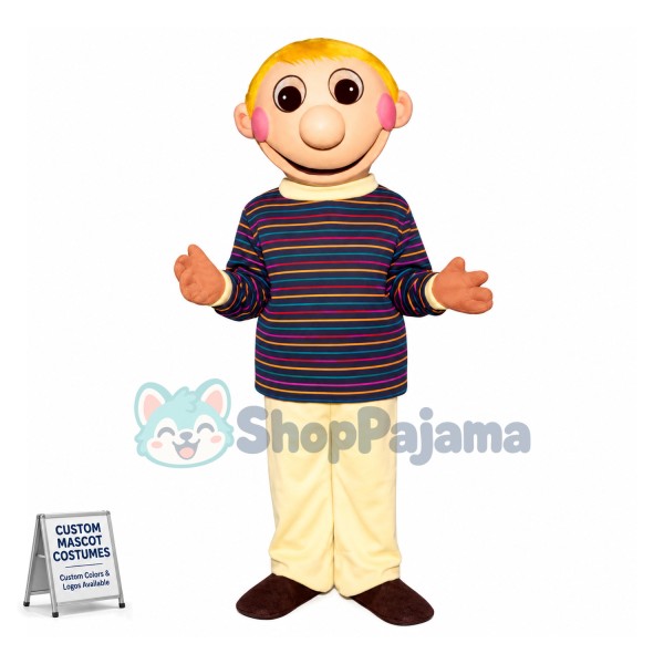 Blond Big Mouth Boy Mascot Costume