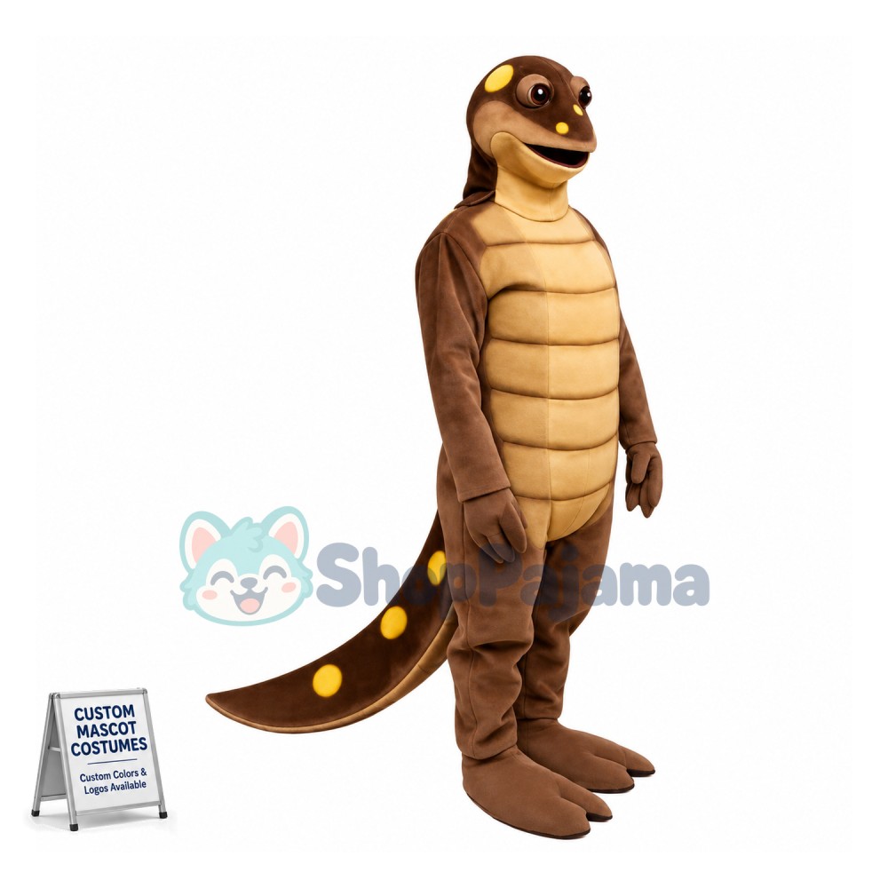 Thin Brown Spotted Dinosaur Mascot Costume