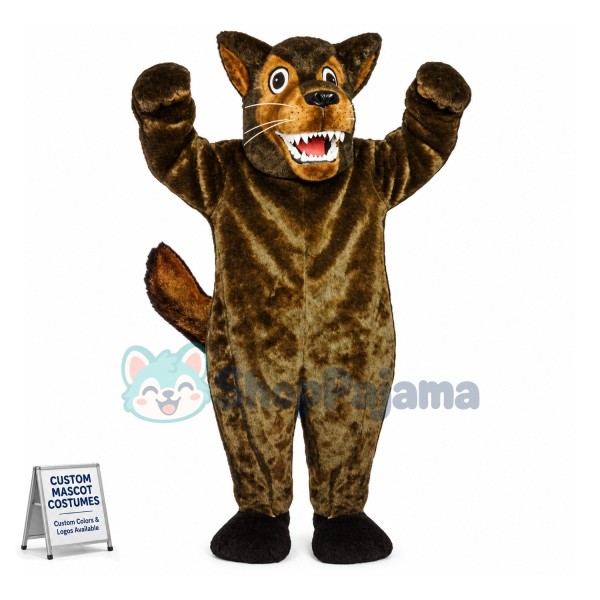 Brown Wolf With Fierce Face Mascot Costume