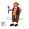 Big Belly Businessman Holding Parrot Mascot Costume