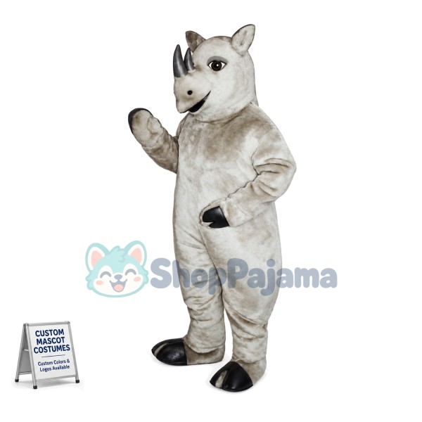 The Mighty Grey Rhino Mascot Costume