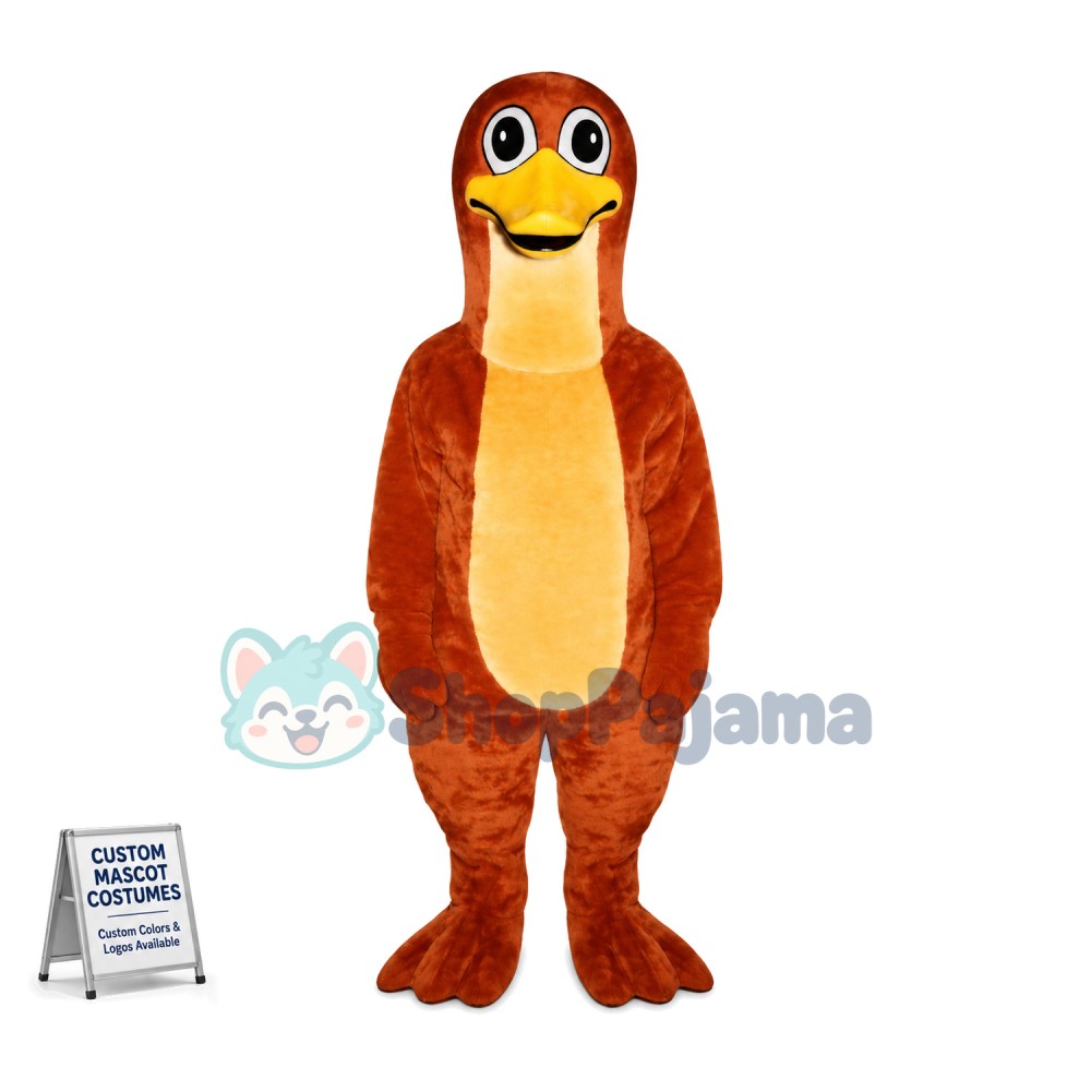 Brown Platypus With Long Neck Mascot Costume