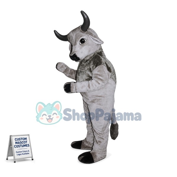 Diligent Gray Buffalo Mascot Costume