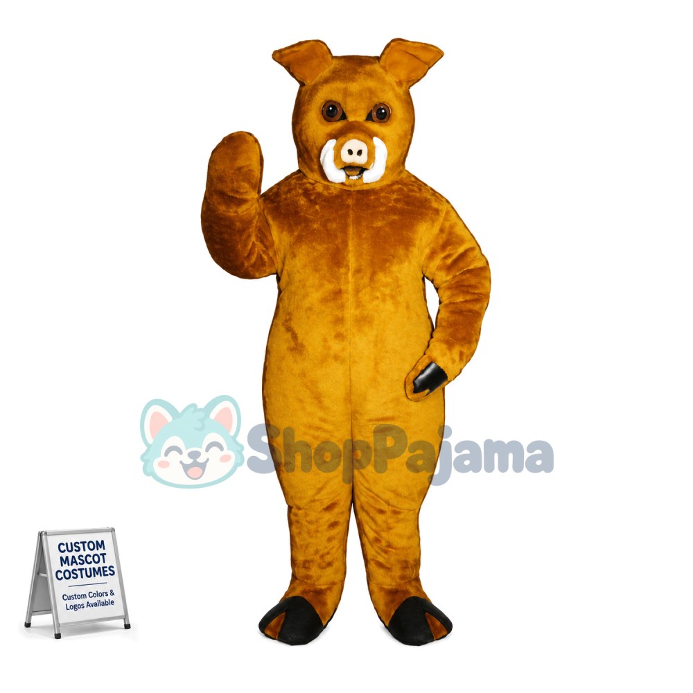 Brown Domestic Pig Mascot Costume