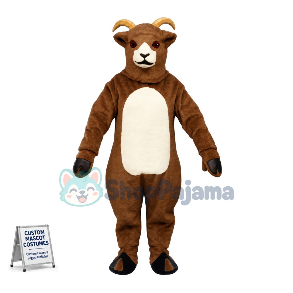 Adult Power Brown Goat Mascot Costume