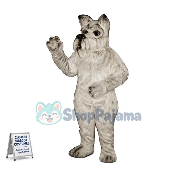 Adult Gray Dog Mascot Costume Long Wool