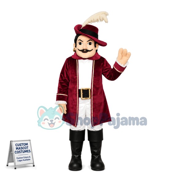 Sheriff Wearing Feather Hat Mascot Costume
