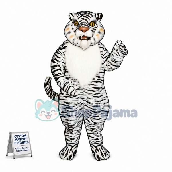 Awesome White Tiger Mascot Costume