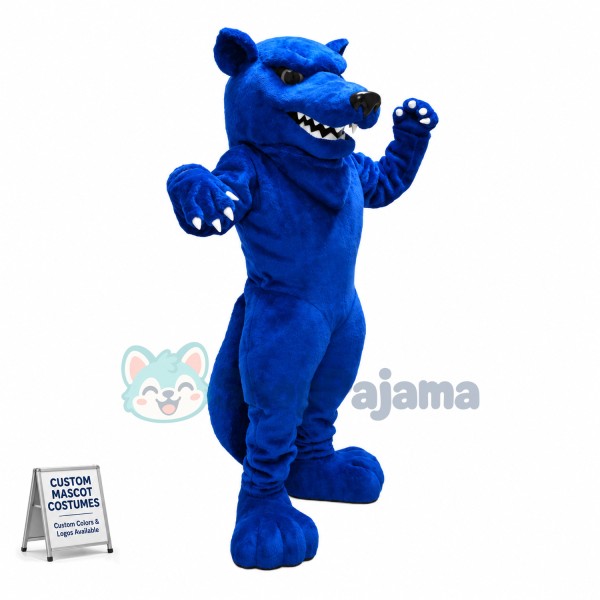 Blue Wolf With Sharp Claws Mascot Costume