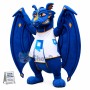 Blue Evil Dragon With Huge Wings Mascot Costume