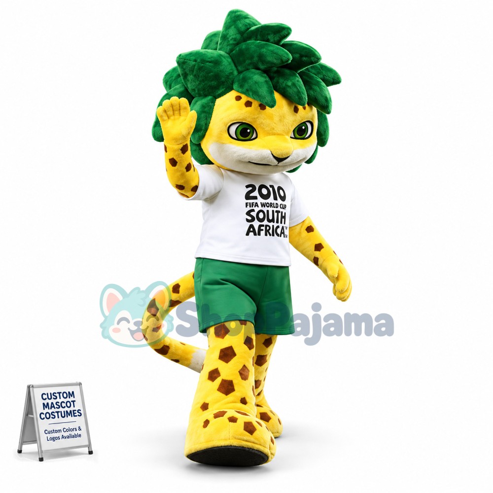 Young Tiger Player With Green Hair Mascot Costume