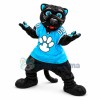Plush Panther Wearing Print Shirt Mascot Costume