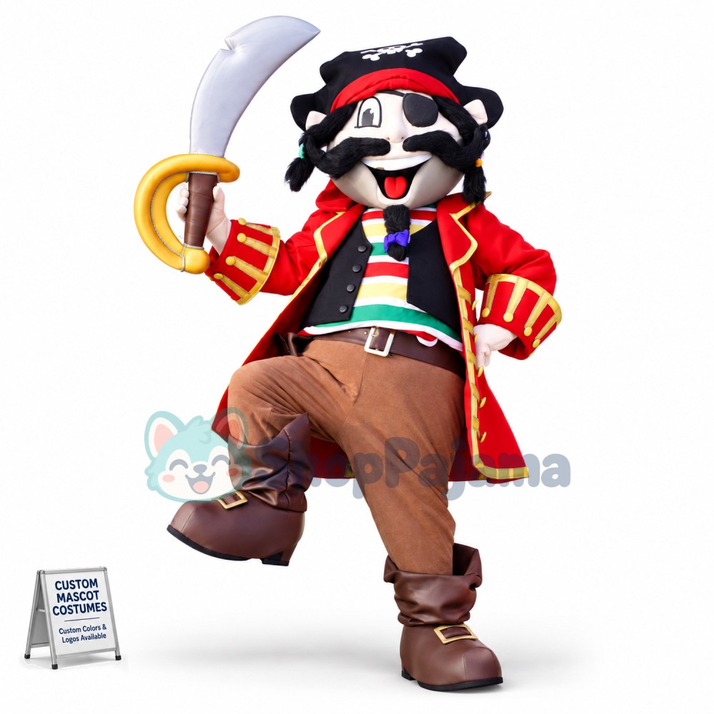 Crazy Pirate Holding Sword Mascot Costume