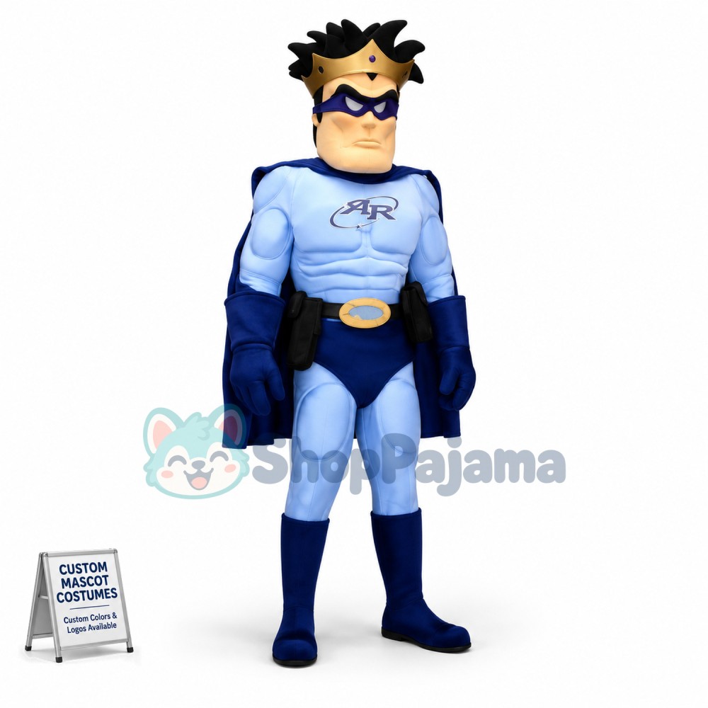 Brave The Blue Muscle Superhero Mascot Costume