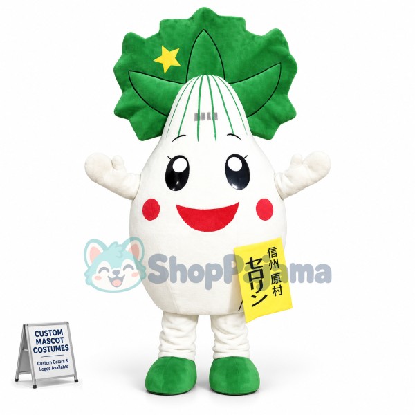 Bulging White Radish Doll Cartoon Mascot Costume