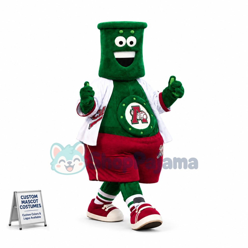 Baseball Player Cartoon Green Robot Mascot Costume