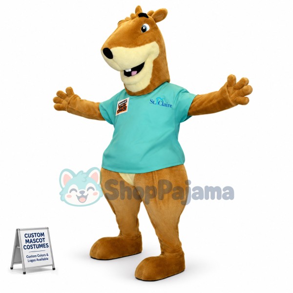 Stout The Kangaroo With Shirt Mascot Costume