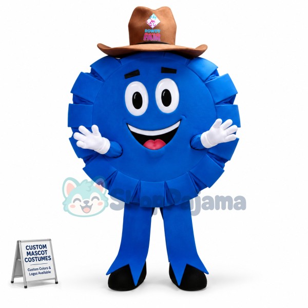 Cartoon Blue Pie In The Hat Mascot Costume